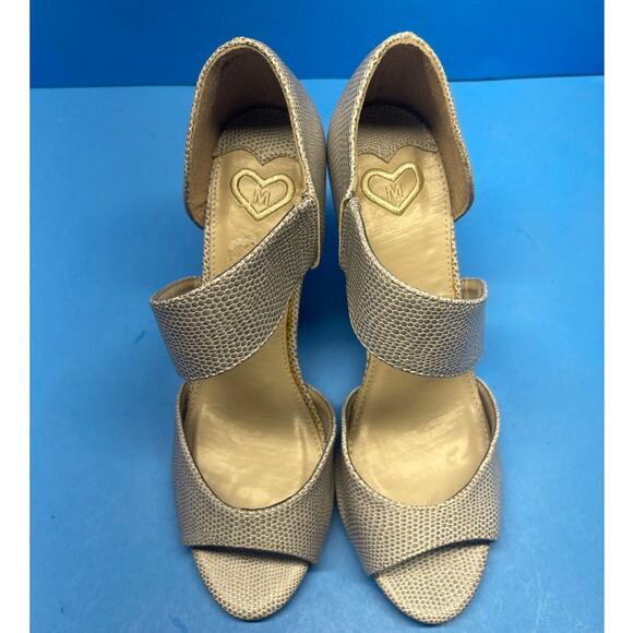 Madeline Grey Snake Skin Peep Toe Pumps Womens SZ 7.5 M Lizard - Picture 9 of 12